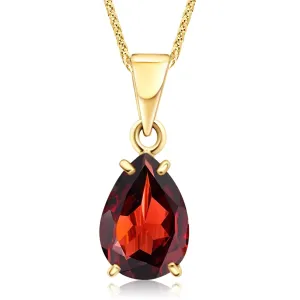 14k Gold Garnet Pendants for Women - Solid Gold Pendant for Women - January Birthstone Pendant for Women - Teardrop Pendant Gold Pendant Garnet - Romantic Pendant for Her - Pendant Only