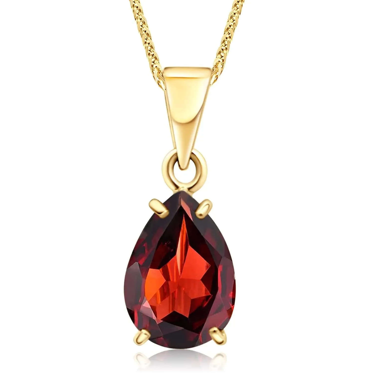 14k Gold Garnet Pendants for Women - Solid Gold Pendant for Women - January Birthstone Pendant for Women - Teardrop Pendant Gold Pendant Garnet - Romantic Pendant for Her - Pendant Only