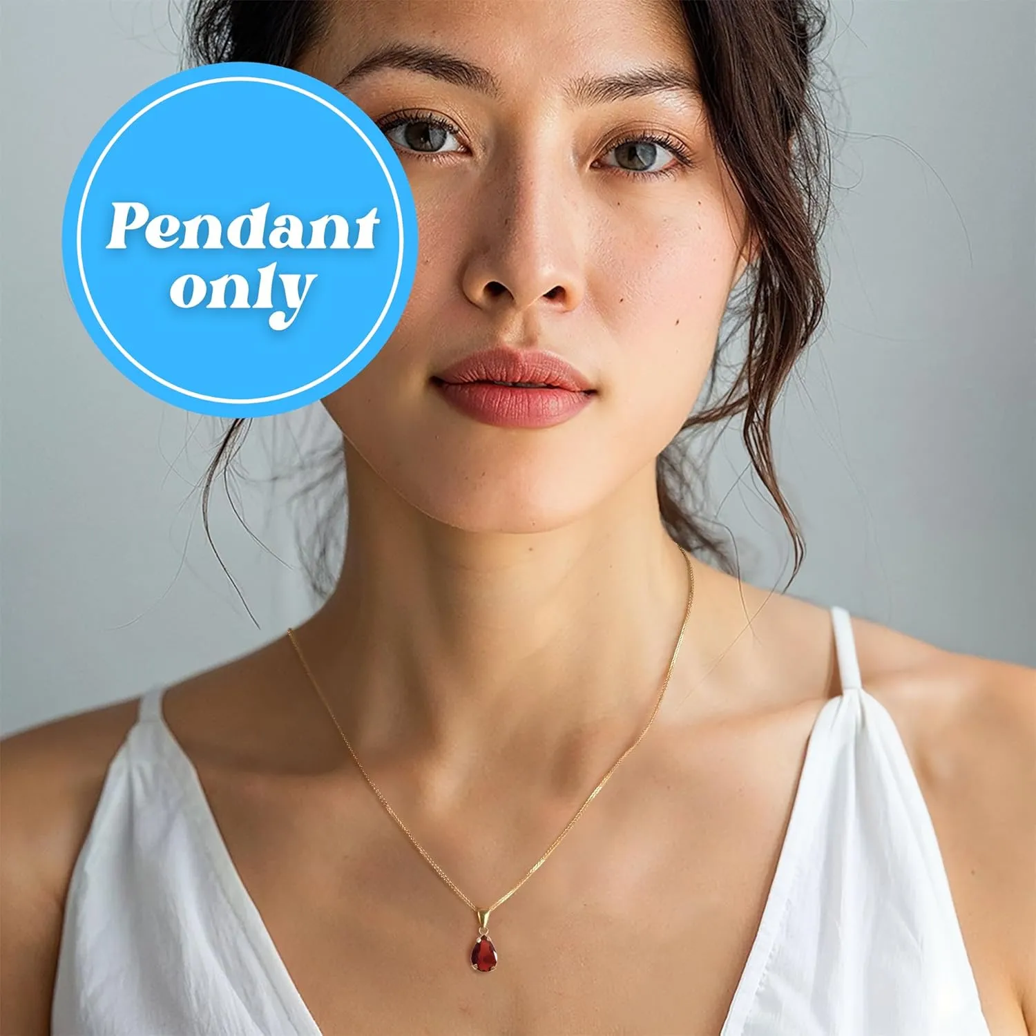 14k Gold Garnet Pendants for Women - Solid Gold Pendant for Women - January Birthstone Pendant for Women - Teardrop Pendant Gold Pendant Garnet - Romantic Pendant for Her - Pendant Only