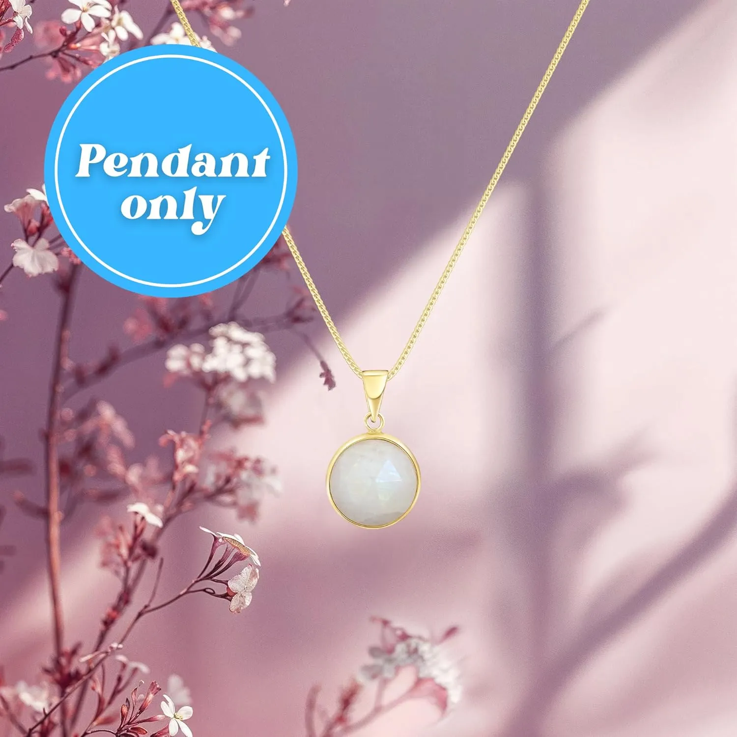 14K Gold Moonstone Pendant for Women - Solid Gold Pendant - Gold Dainty Pendant for Women - Gold Pendant - Dainty Gold Pendant - Gold Wedding Jewelry - Moonstone Jewelry for Women - Pendant Only