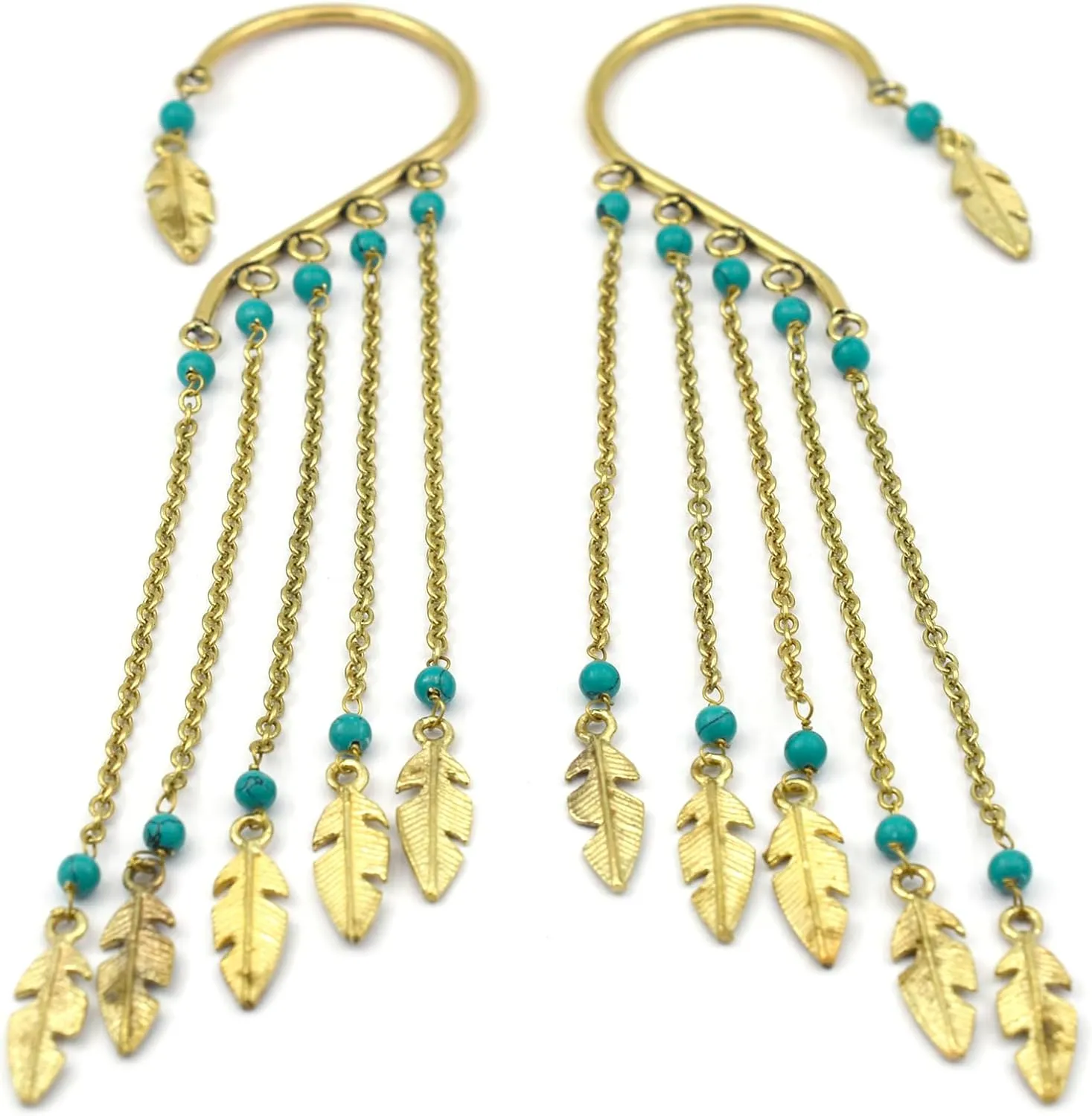 18K Gold Plated Ear Cuff Set for Women - Bohemian Crawler, Wrap Around Ear, Cartilage Cuffs | Dangle Drop Clip-On Earrings - Perfect Jewelry Gift for Her, Mom, Sister
