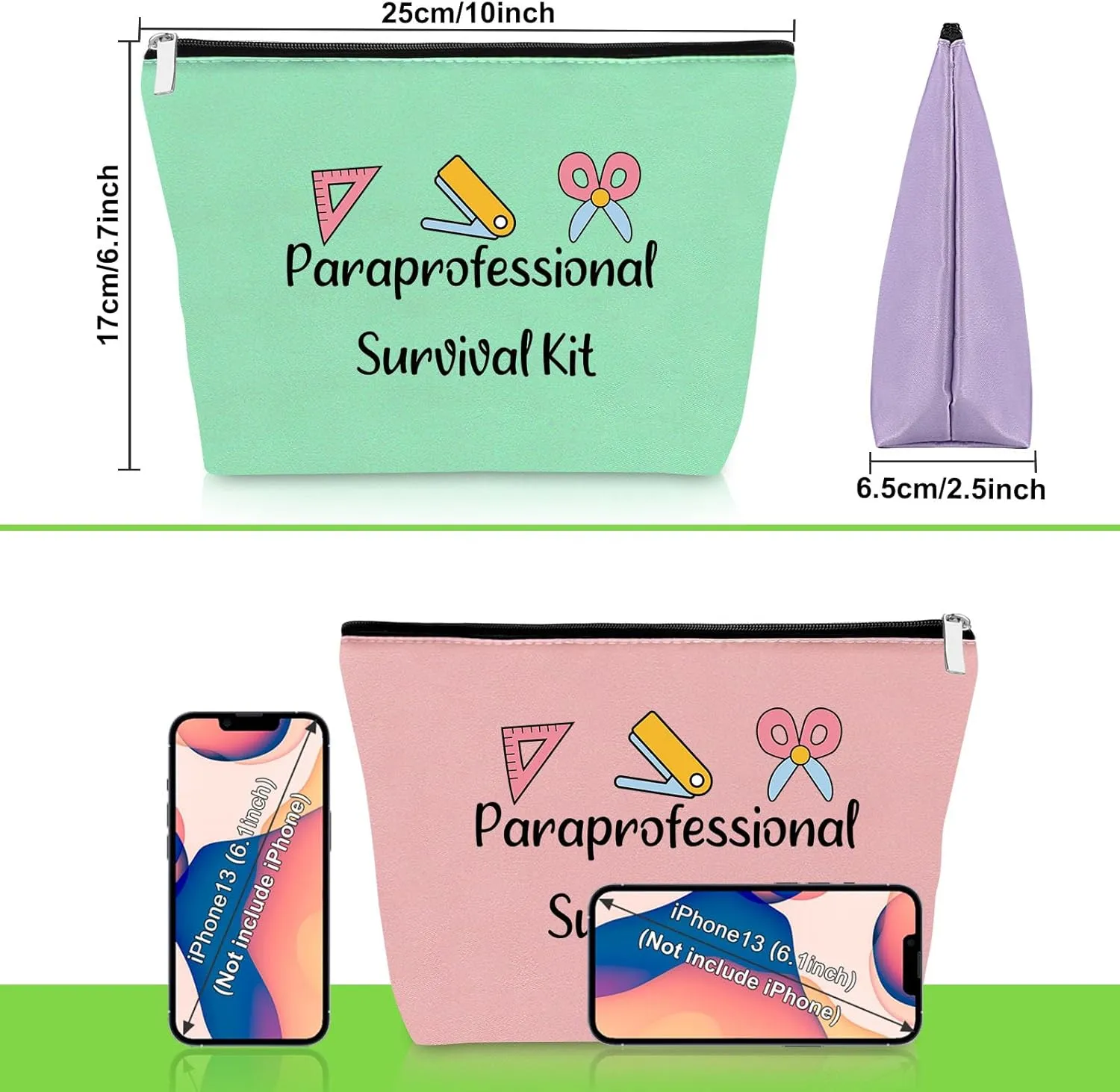 3 Pack Paraprofessional Gifts Teacher Appreciation Gifts 3PCS Makeup Bags Paraeducator Cosmetic Pouch 3 Pieces Cosmetic Bag Para Teacher Presents Birthday Graduation Presents for Counselor Tutor