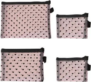 4 Pcs Heart Mesh Cosmetic Bags Cute Mesh Makeup Bag Different Size Toiletry Bags Coin Pouches Sanitary Napkin Storage Bag Make Up Organizer Pouch Small Storage Pouch with zipper Pink