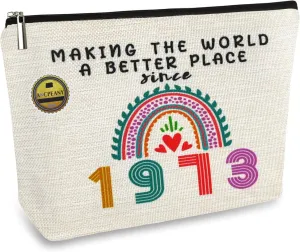 52nd Birthday Gifts for Women, Funny 1973 52nd Birthday Decorations Makeup Bag, Anniversary 52 Year Old Gift Ideas for Her, Wife, Sister, Mom, Aunt, Cool Cosmetic Travel Bags for Mothers Day Christmas