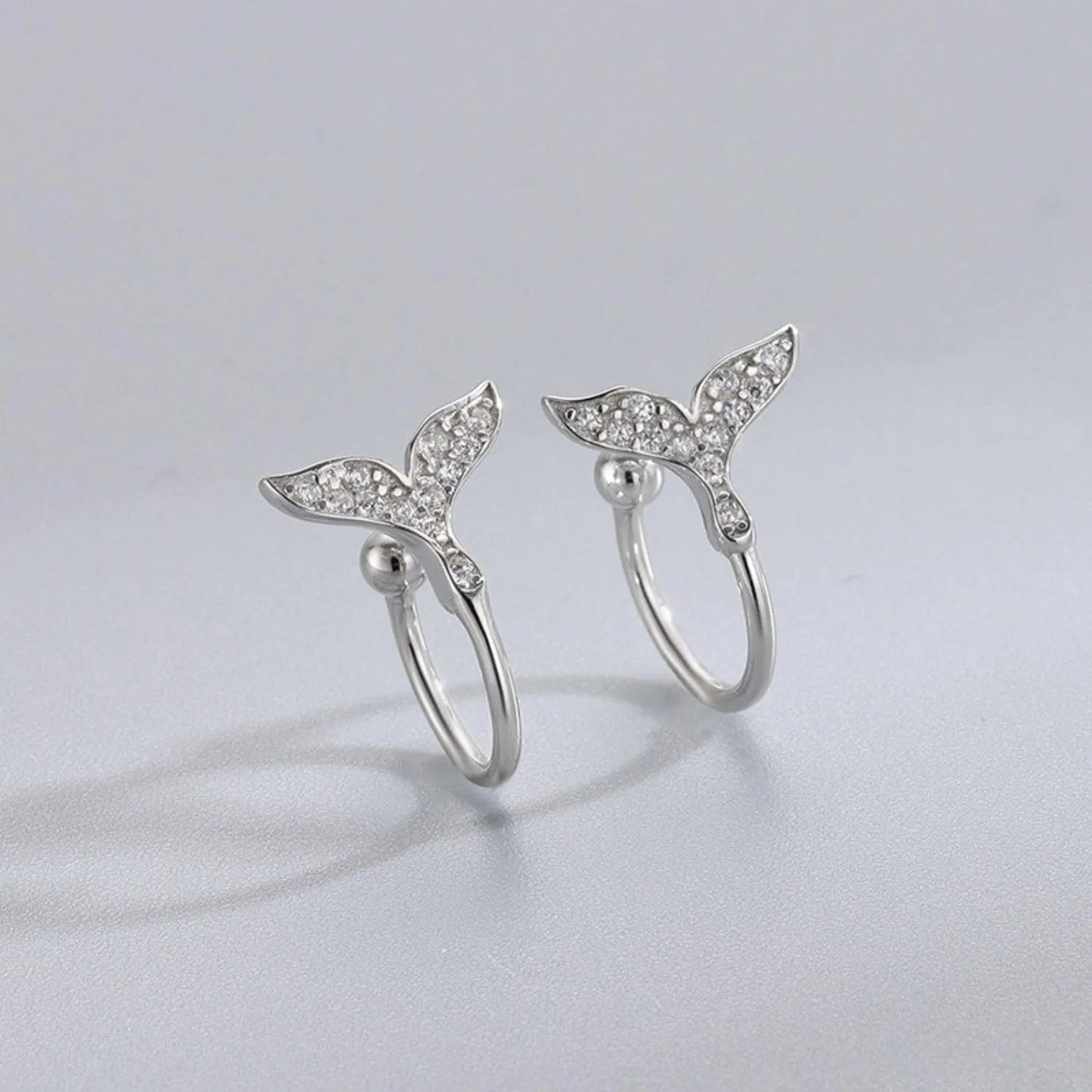 925 Sterling Silver Ear Cuff for Women, 18K Gold Plated Whale Ear Cuffs Earrings, Non Pierced Fish Earring Cuff