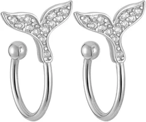 925 Sterling Silver Ear Cuff for Women, 18K Gold Plated Whale Ear Cuffs Earrings, Non Pierced Fish Earring Cuff
