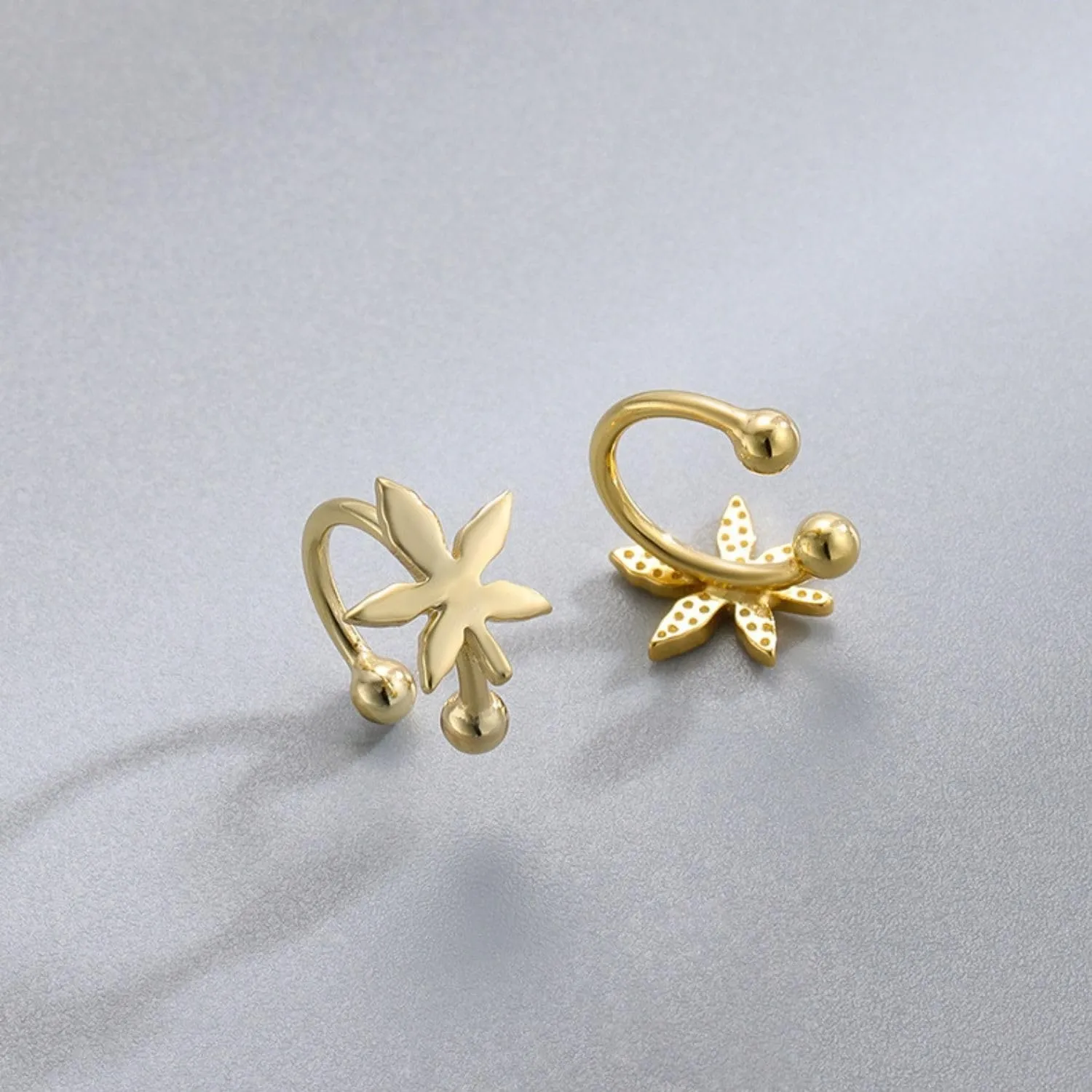 925 Sterling Silver Ear Cuff for Women, Maple Leaves Ear Cuffs Earrings, Non Pierced Leaves Earring Cuff