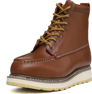 ABALONE Mens 6" Steel Toe Suretrack Leather Slip Resistant Work Boots, 84992