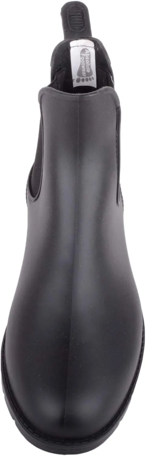Absolute Footwear Leah, Womens Slip On Ankle Waterproof Rubber Wellington Chelsea Rain Boots