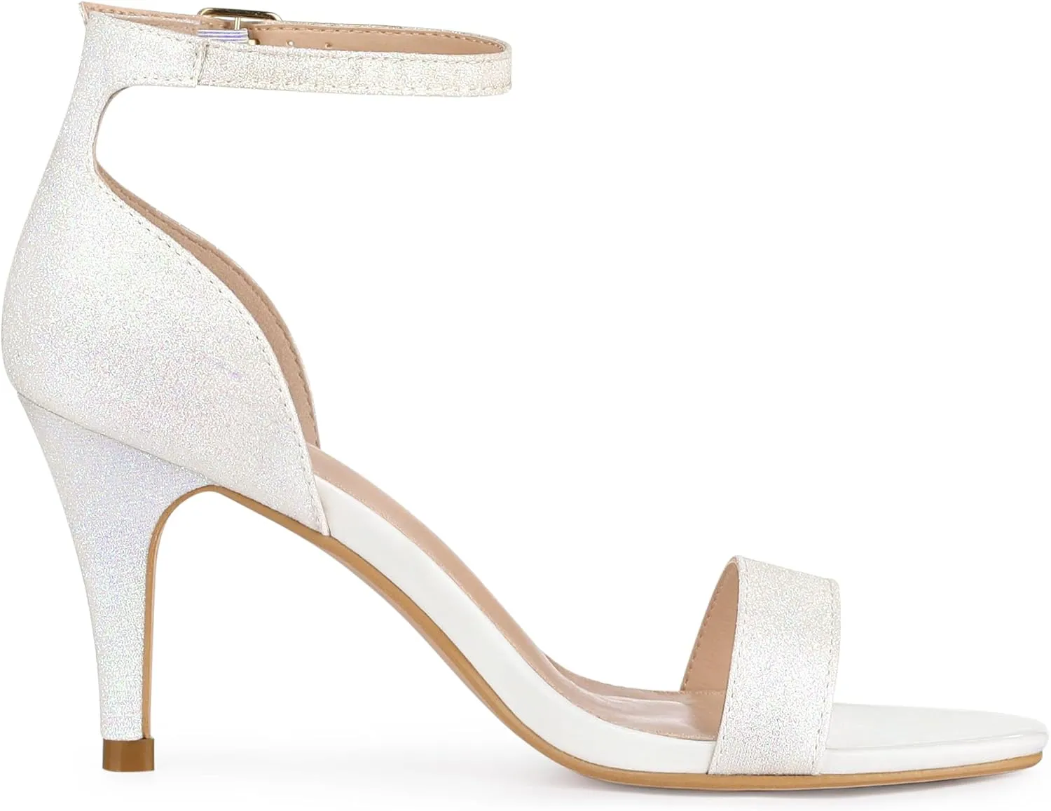 Allegra K Women's Glitter Ankle Strap Stiletto Heel Sandals