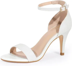 Allegra K Women's Glitter Ankle Strap Stiletto Heel Sandals