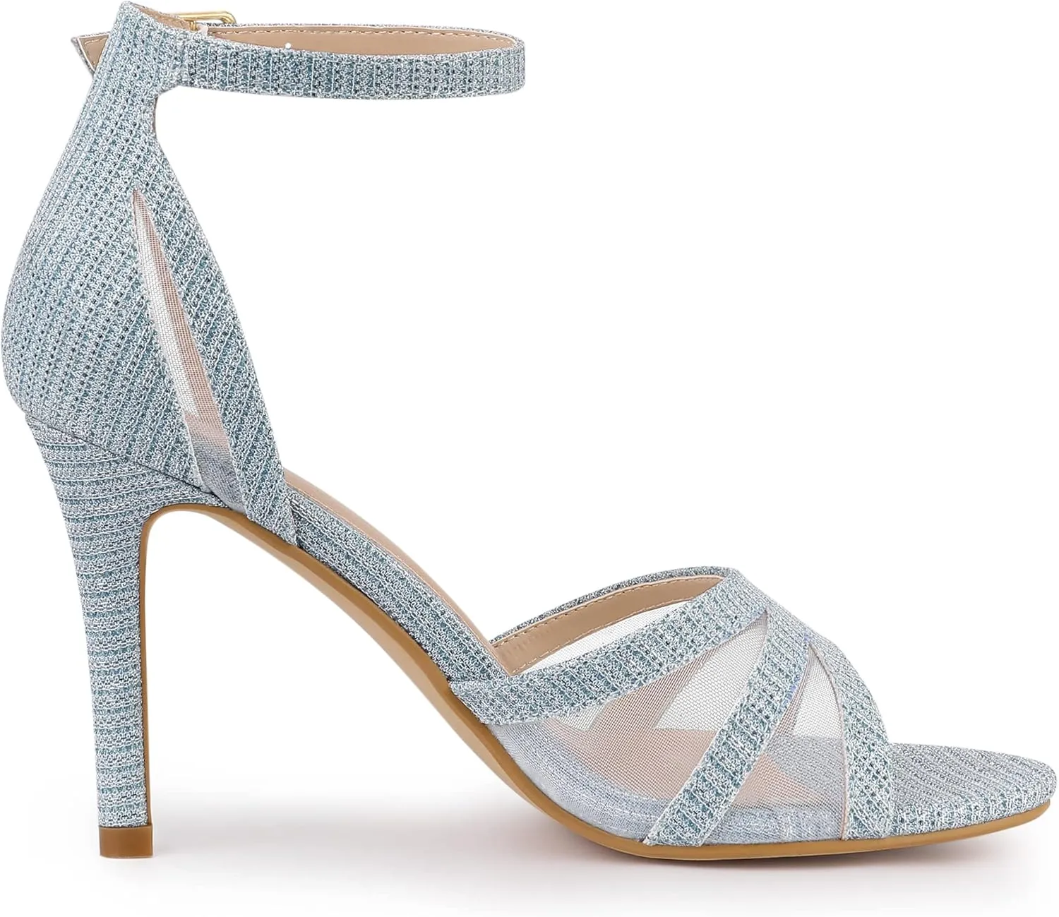Allegra K Women's Glitter Ankle Strap Stiletto Heels Sandals