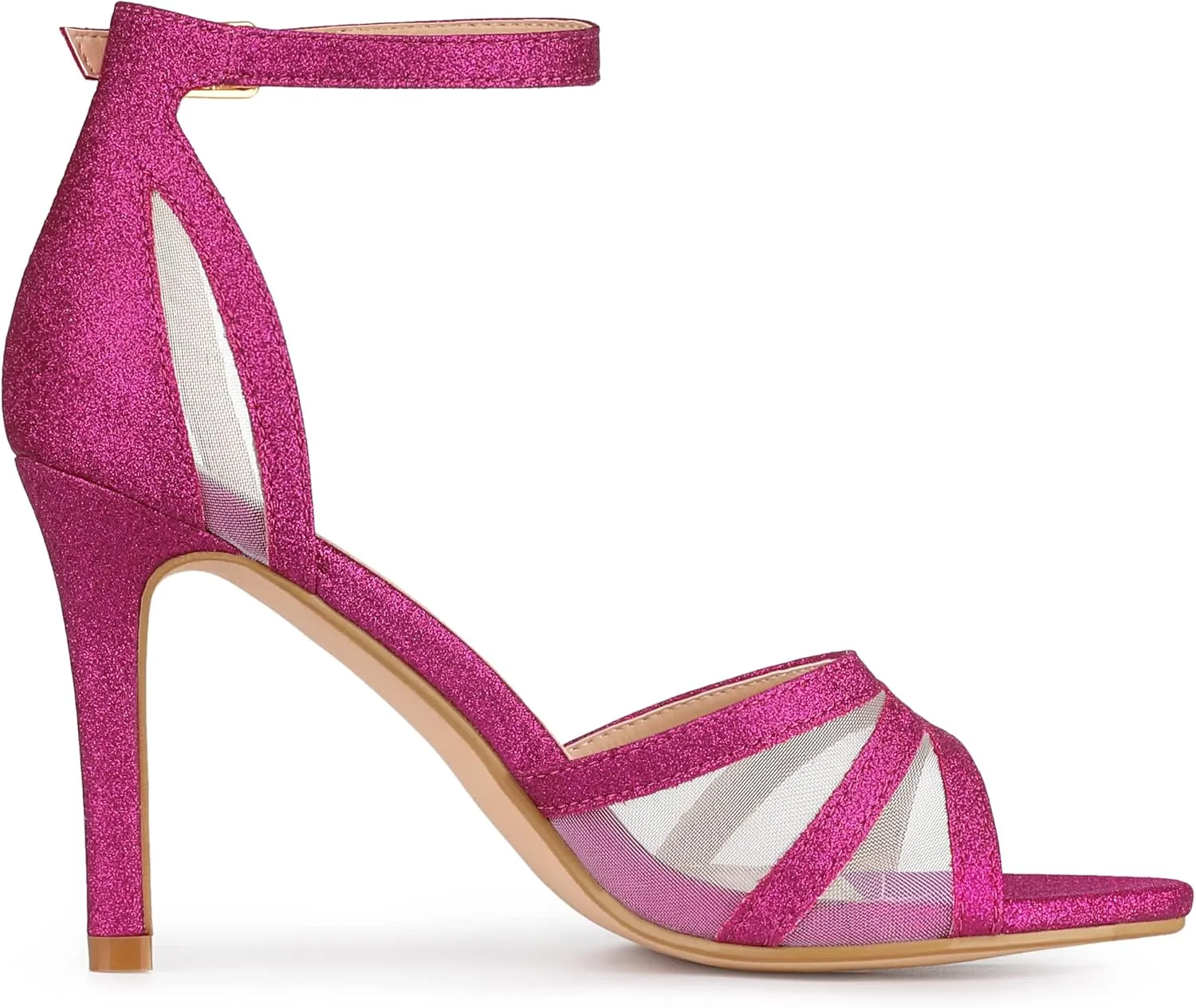 Allegra K Women's Glitter Ankle Strap Stiletto Heels Sandals