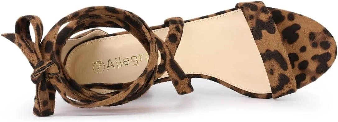 Allegra K Women's Lace Up Block Heels Sandals