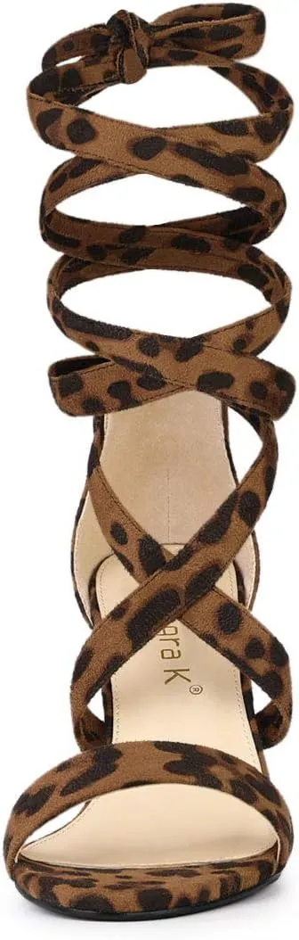 Allegra K Women's Lace Up Block Heels Sandals