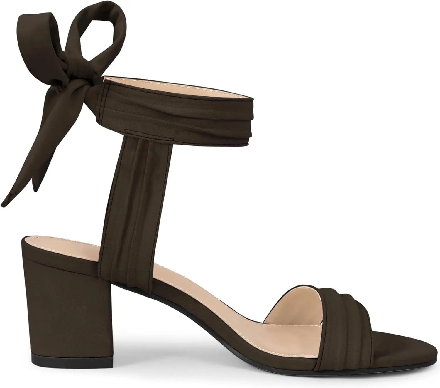 Allegra K Women's Open Toe Ankle Tie Back Block Heels Sandals