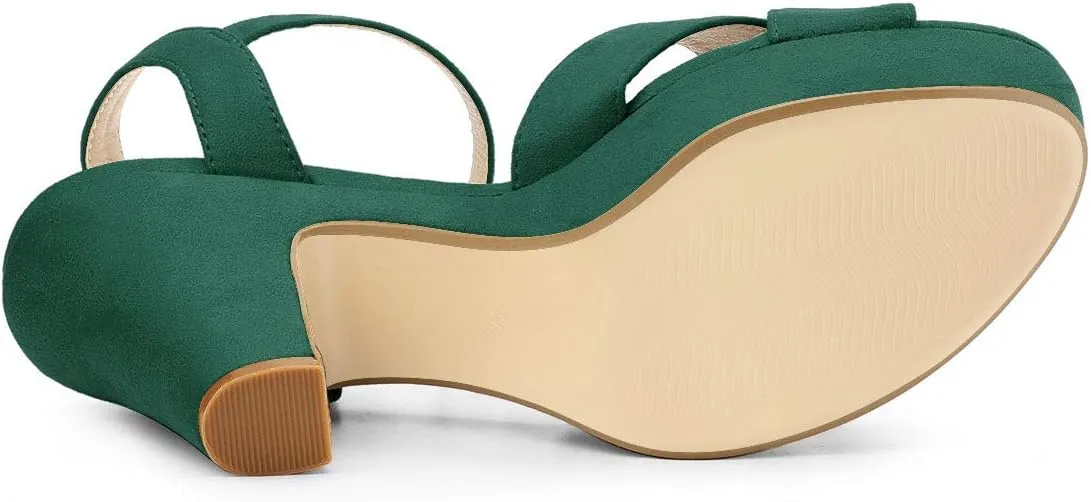 Allegra K Women's Platform Chunky Heels Slingback Sandals