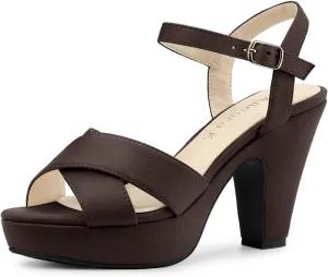 Allegra K Women's Platform Chunky Heels Slingback Sandals