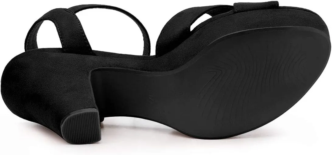 Allegra K Women's Platform Chunky Heels Slingback Sandals
