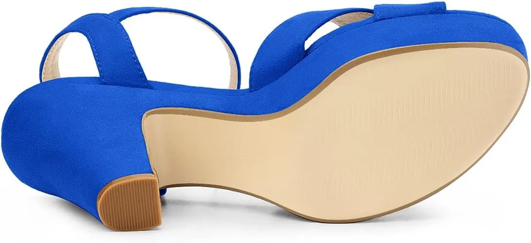 Allegra K Women's Platform Chunky Heels Slingback Sandals