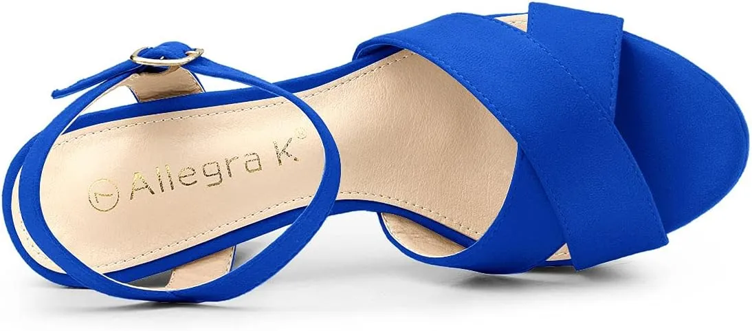 Allegra K Women's Platform Chunky Heels Slingback Sandals