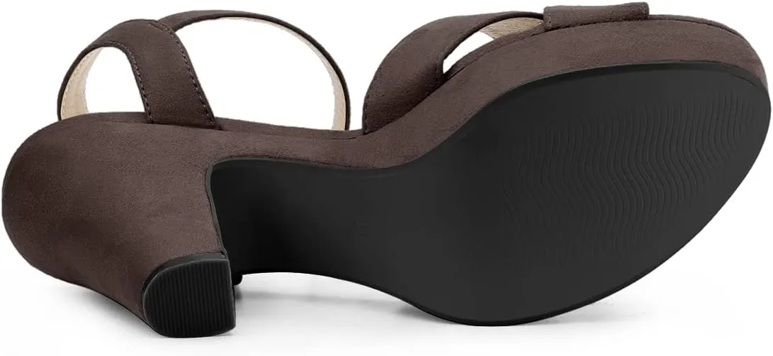 Allegra K Women's Platform Chunky Heels Slingback Sandals