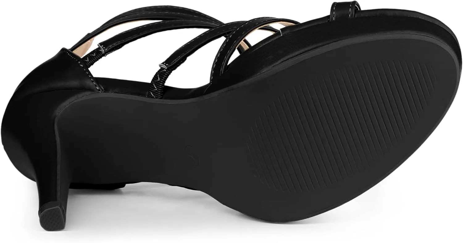 Allegra K Women's Platform Gladiator Strappy Indianapolis Stiletto Heel Sandals