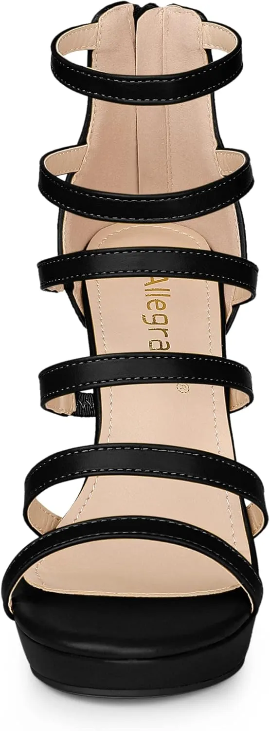Allegra K Women's Platform Gladiator Strappy Indianapolis Stiletto Heel Sandals