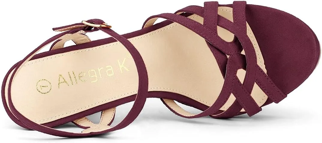 Allegra K Women's Strappy Platform Heels Stiletto Heel Sandals