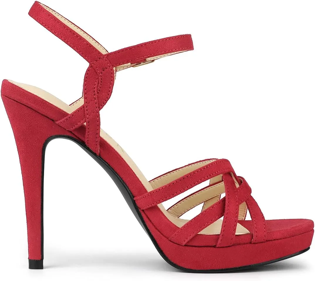 Allegra K Women's Strappy Platform Heels Stiletto Heel Sandals