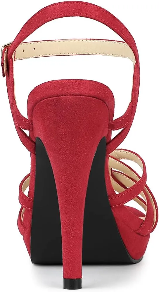 Allegra K Women's Strappy Platform Heels Stiletto Heel Sandals