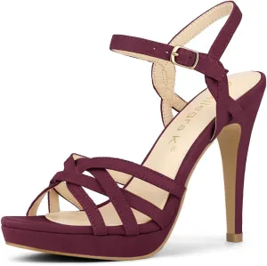Allegra K Women's Strappy Platform Heels Stiletto Heel Sandals