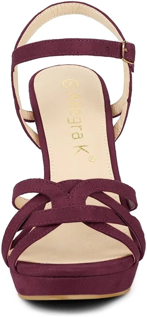 Allegra K Women's Strappy Platform Heels Stiletto Heel Sandals