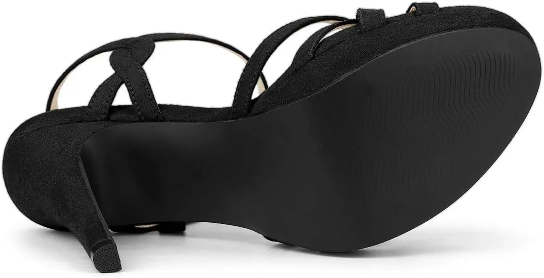 Allegra K Women's Strappy Platform Heels Stiletto Heel Sandals