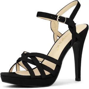 Allegra K Women's Strappy Platform Heels Stiletto Heel Sandals