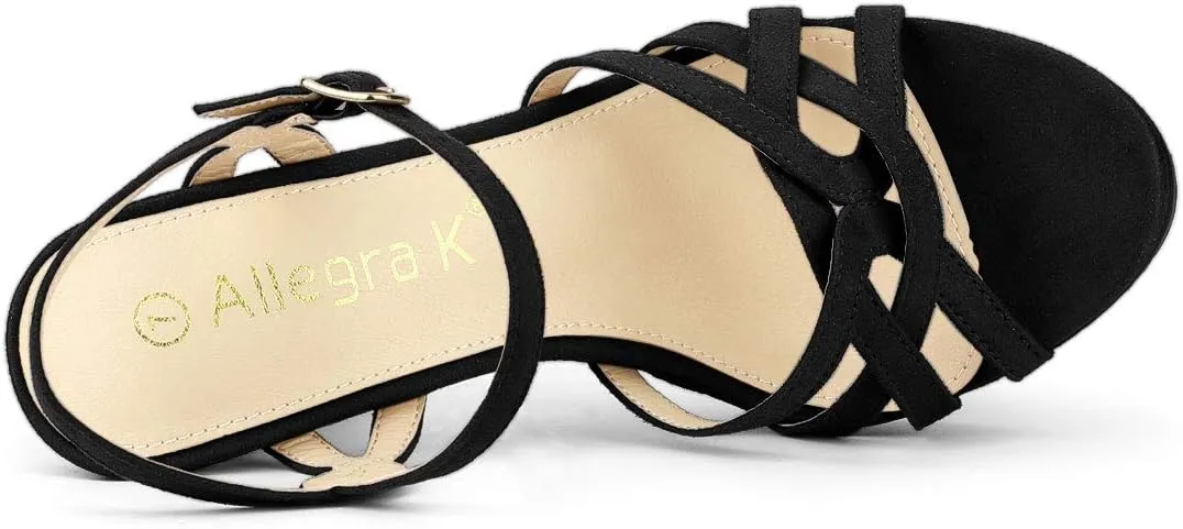 Allegra K Women's Strappy Platform Heels Stiletto Heel Sandals