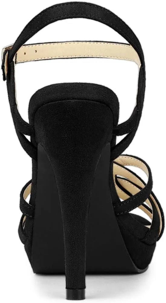 Allegra K Women's Strappy Platform Heels Stiletto Heel Sandals