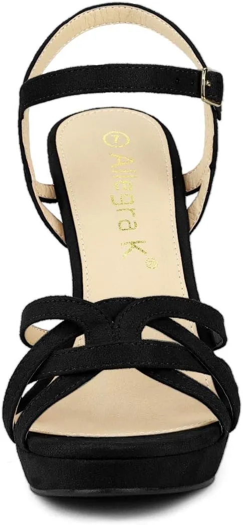 Allegra K Women's Strappy Platform Heels Stiletto Heel Sandals