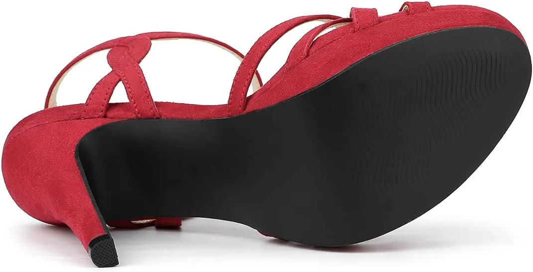 Allegra K Women's Strappy Platform Heels Stiletto Heel Sandals