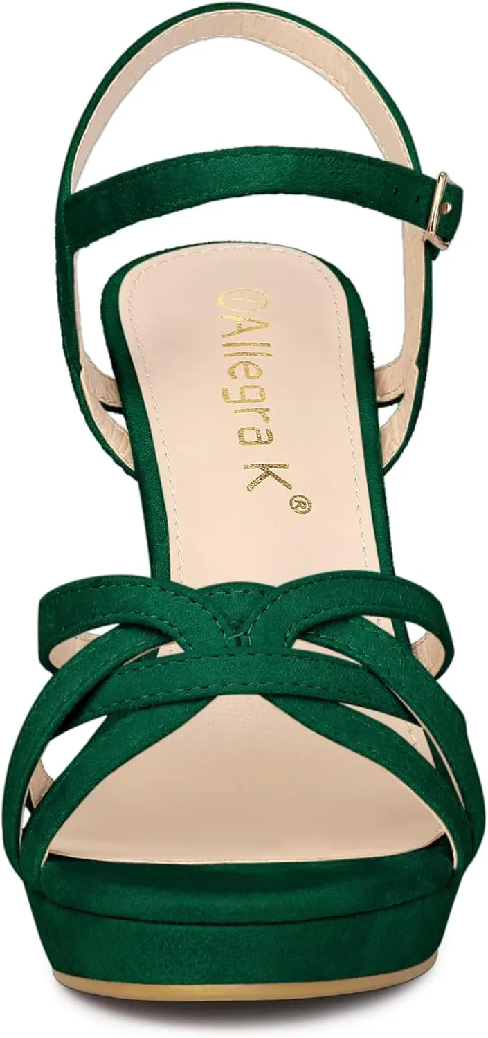 Allegra K Women's Strappy Platform Heels Stiletto Heel Sandals