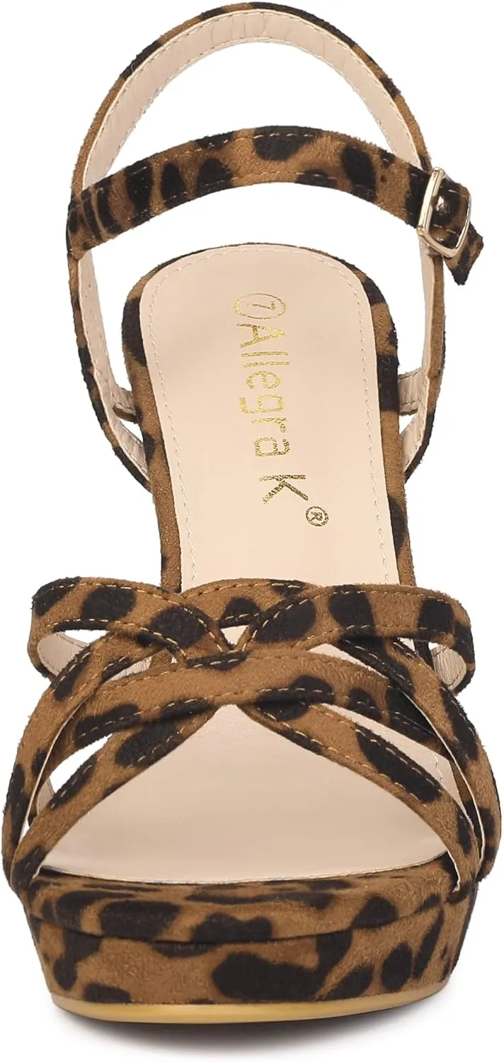 Allegra K Women's Strappy Platform Heels Stiletto Heel Sandals