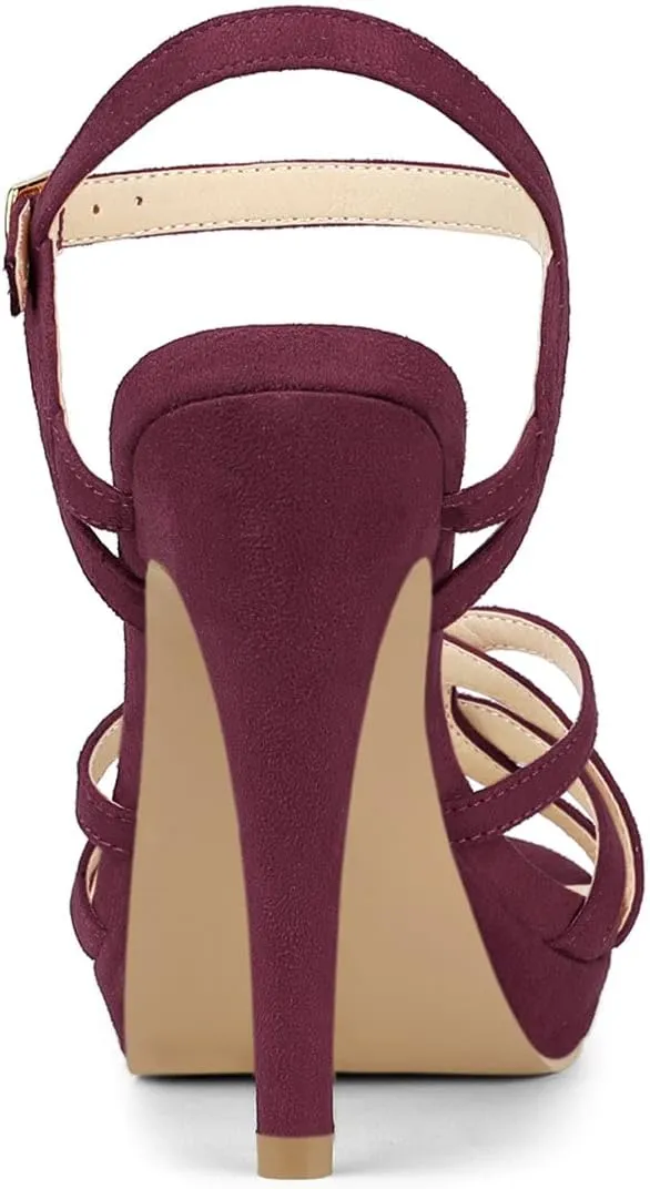 Allegra K Women's Strappy Platform Heels Stiletto Heel Sandals