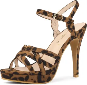 Allegra K Women's Strappy Platform Heels Stiletto Heel Sandals