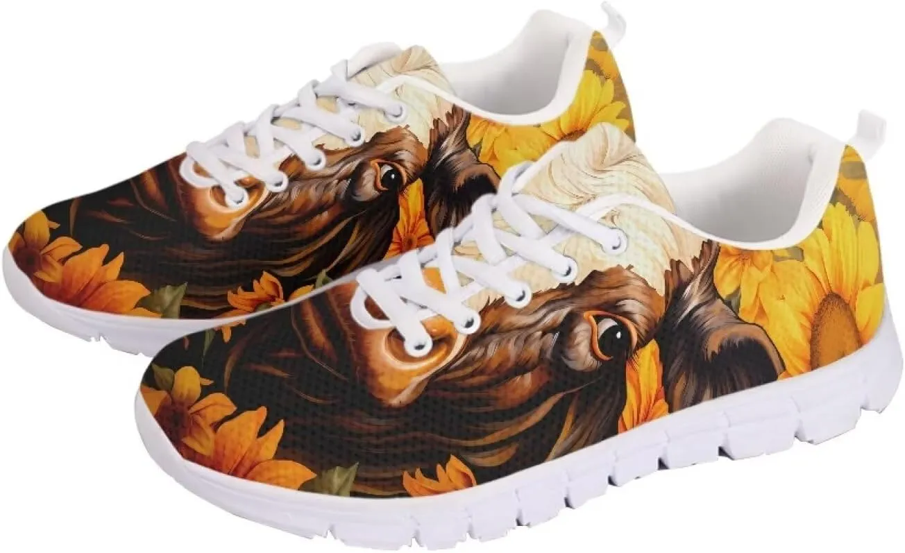 AmzPrint Women Men Workout Athletic Trainer Hiking Camping Walking Sneaker White Sole Shoes for Men Women Shoes Size 5.5-13.5
