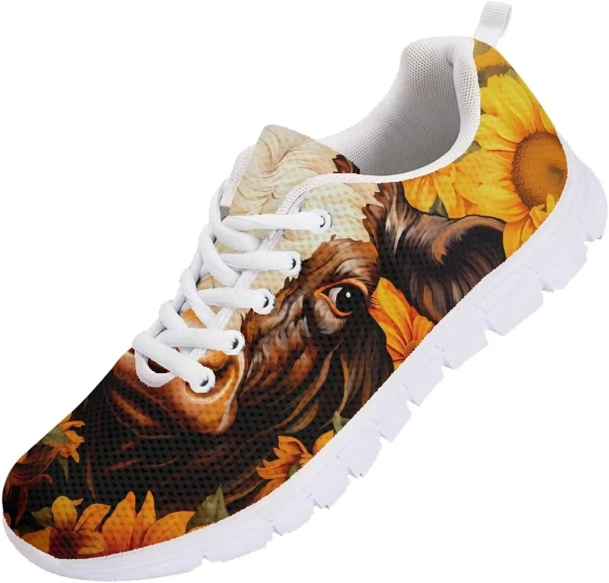 AmzPrint Women Men Workout Athletic Trainer Hiking Camping Walking Sneaker White Sole Shoes for Men Women Shoes Size 5.5-13.5