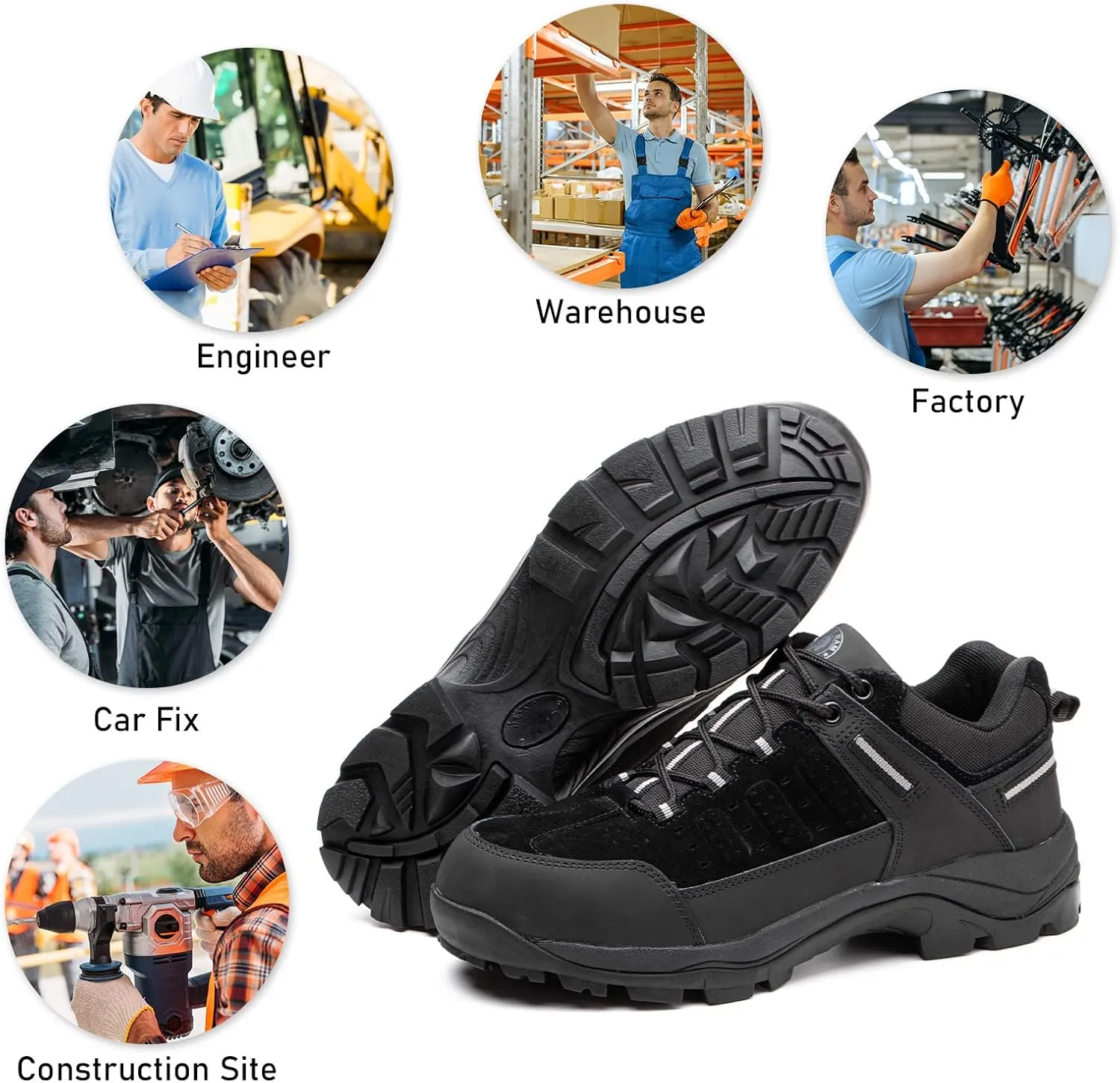 ANGRYRAM Steel Toe Shoes for Men Women Lightweight Indestructible Work Shoes Breathable Slip Resistant Safety Sneakers Comfortable Puncture Proof Shoes for Working Construction Industry