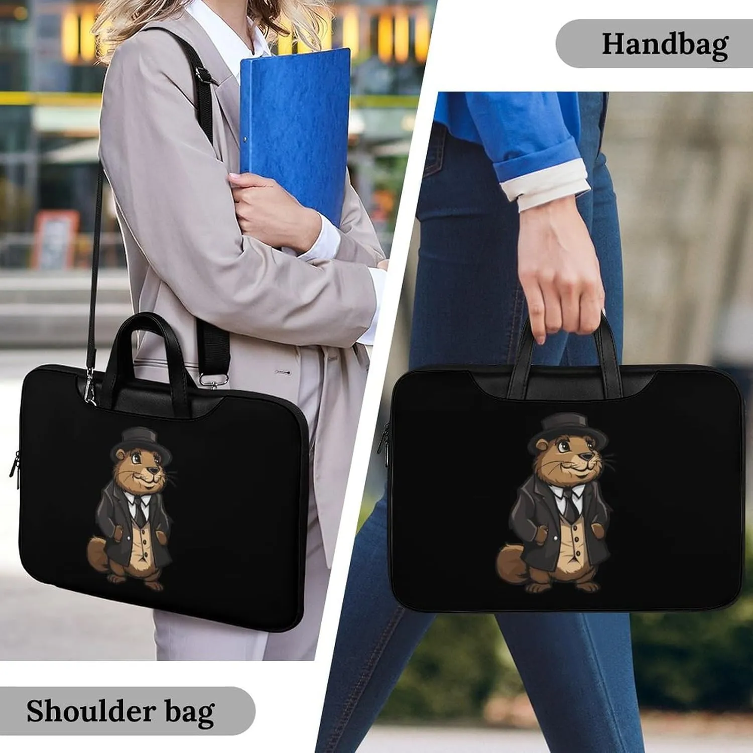 Anime Groundhog Cute Laptop Tote Bag Waterproof Computer Carrying Case Business Office Briefcase