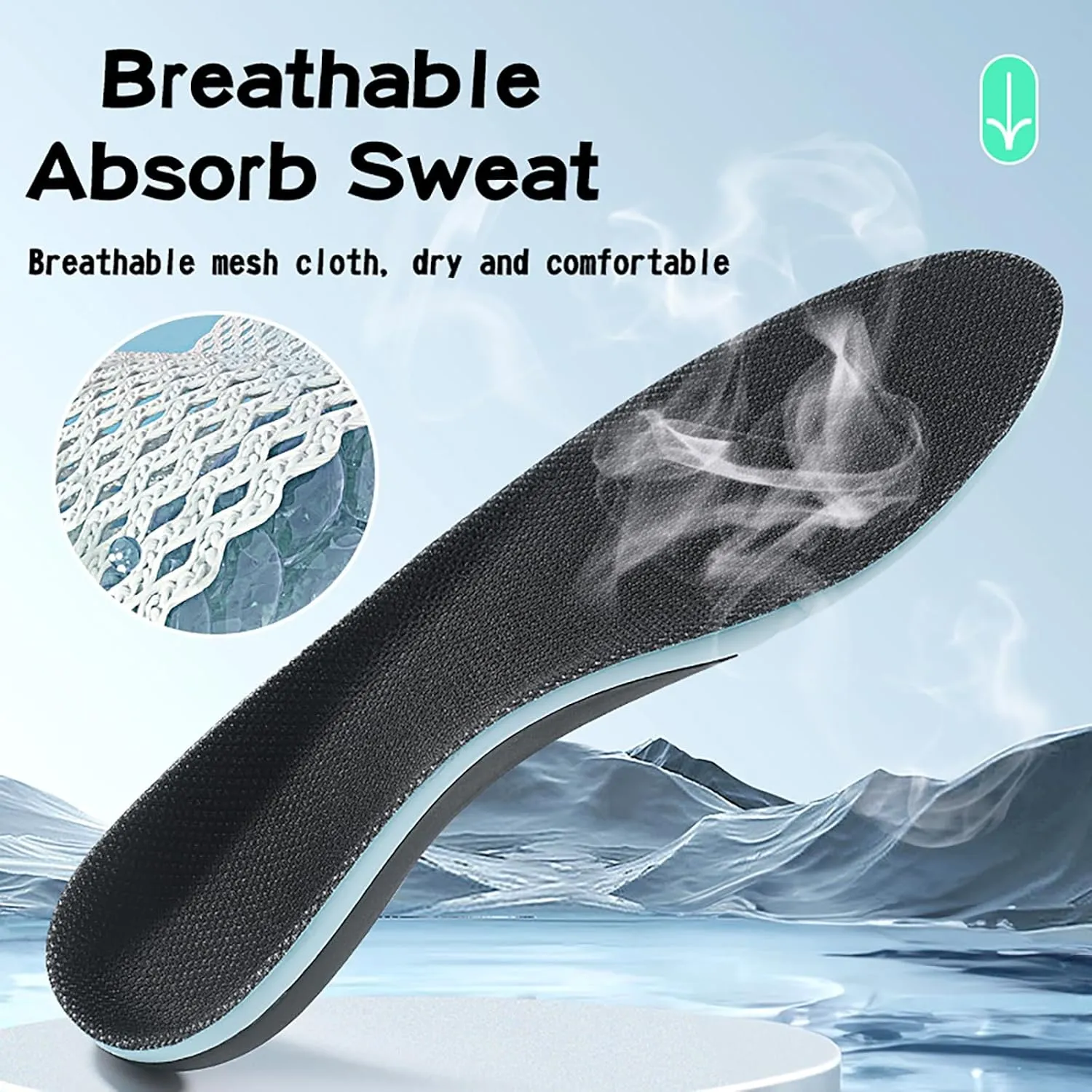 Arch Support Insole Shock Absorb Insoles Plantar Fasciitis Relief Insoles Men for Flat Feet High Arch and Foot Pain High Arch Orthotic Inserts for Shoes (Black, M(Men 7.5-8.5/Women 8.5-9.5))