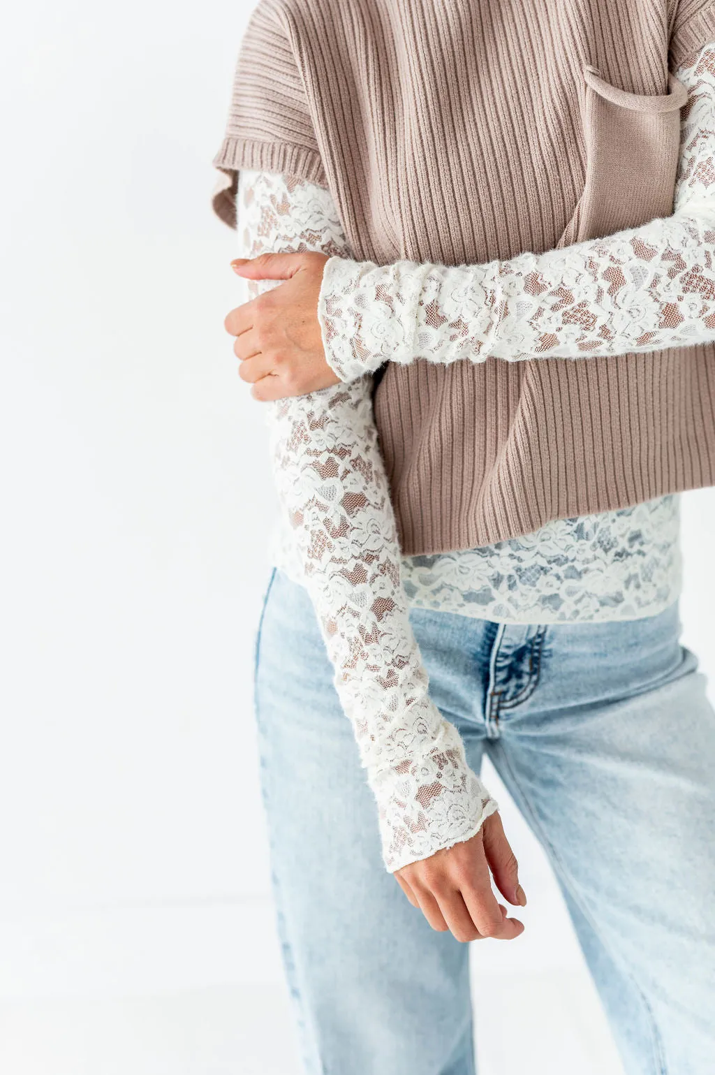 Ariana Sheer Lace Top in Cream