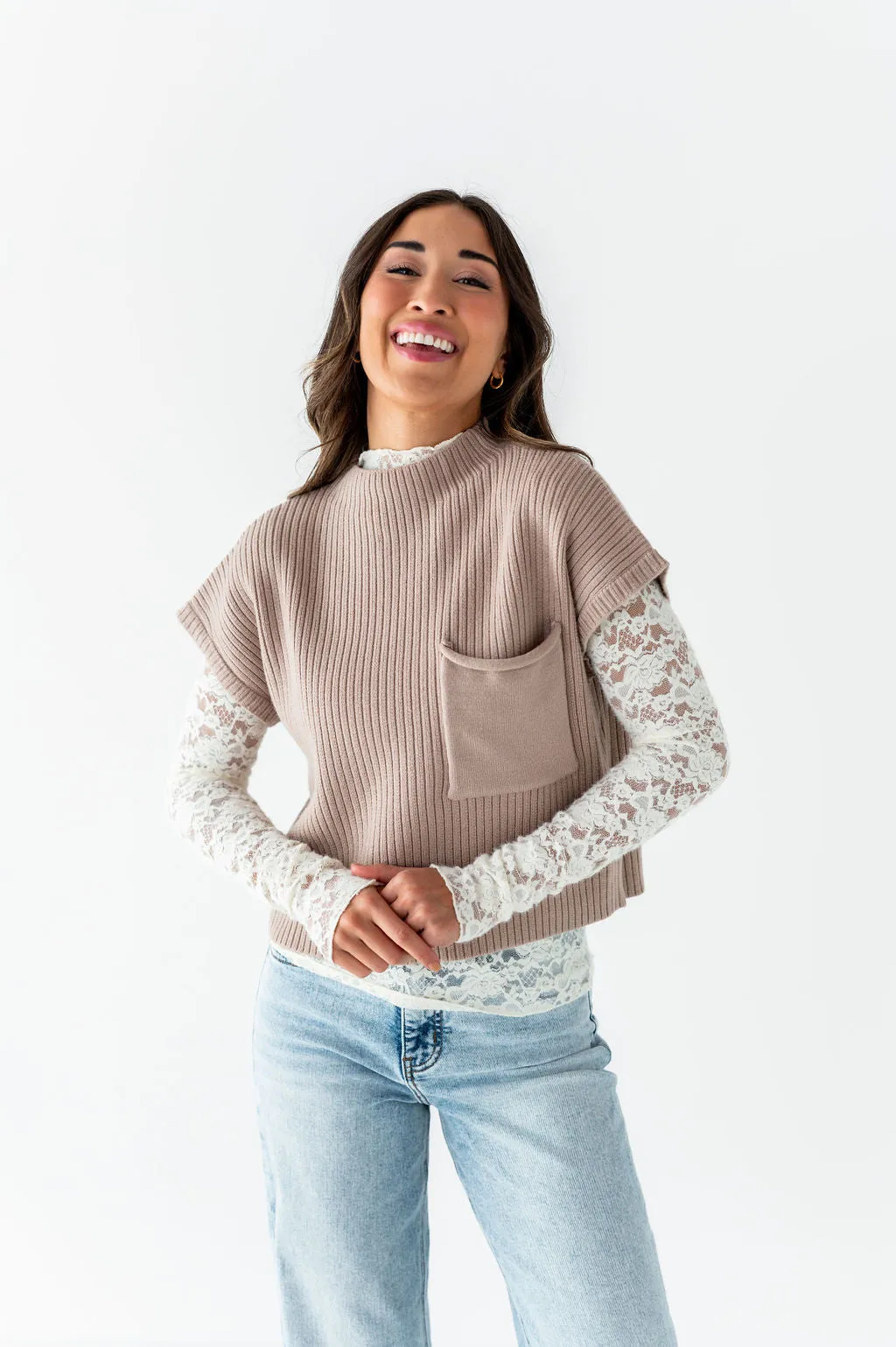 Ariana Sheer Lace Top in Cream